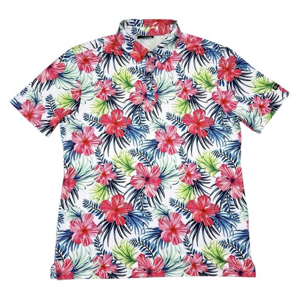 Greenside Golf Polo Shirt Size XL Multicolor Floral Hawaiian‎ Vacation Resort - Picture 1 of 10